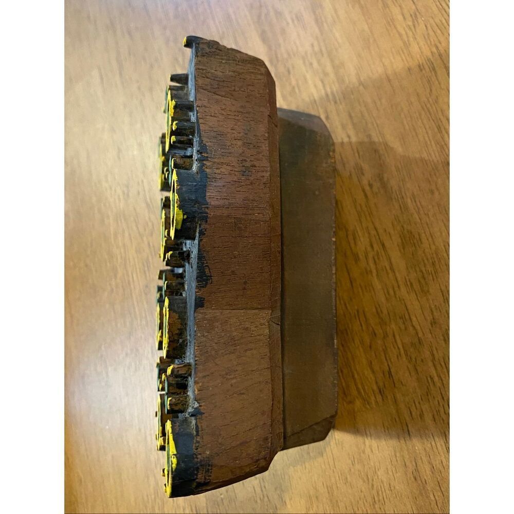 Vintage Primitive Handmade Textile Printing Block Wooden Stamp Hand Carved